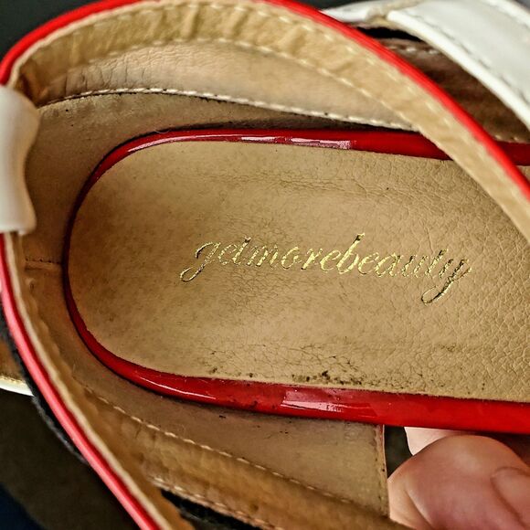 Get More Beauty Peep Toe High Heel Sandals Size 9 EU Size 40 Red White And Black - Picture 9 of 13